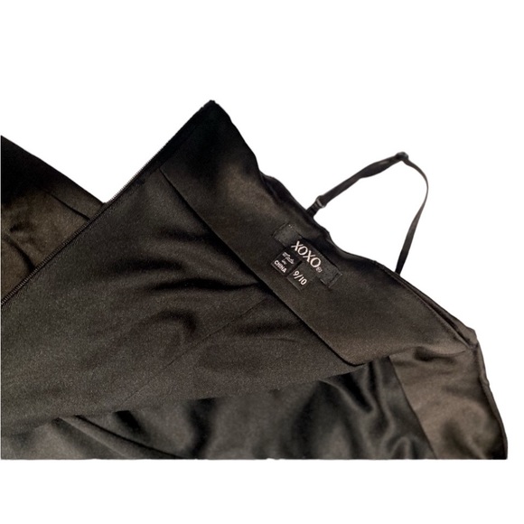 XOXO Black Cocktail Dress Vintage Sexy Satin Effect Form Fitting Chic Size 9/10 - Picture 3 of 5